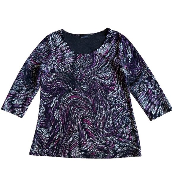 Brittany Black Womens Black Multi Color Abstract Blouse - Size XL - Picture 1 of 5